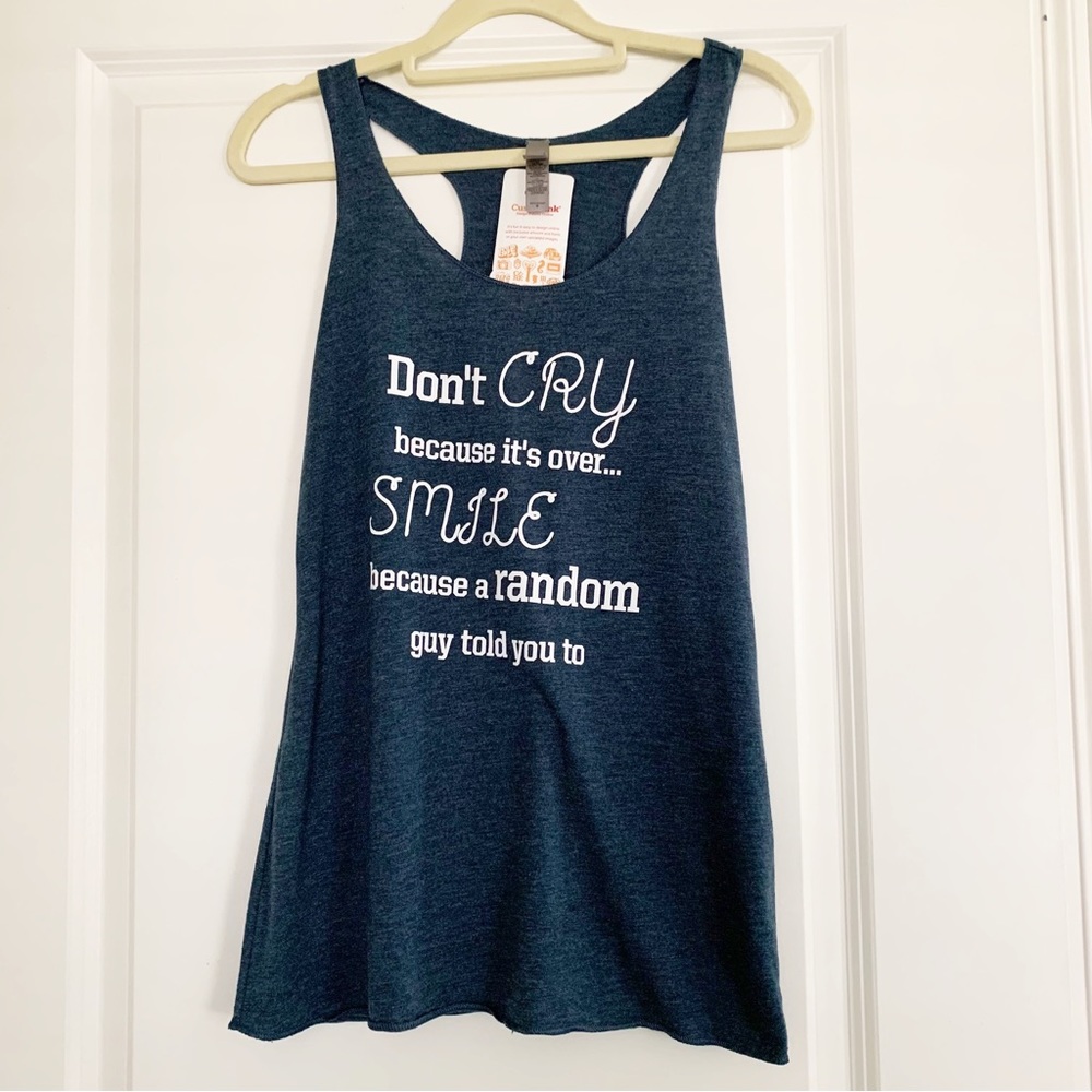 Next Level Feminist Stop Catcalling Racerback Tank Top Small Blue NWT New
